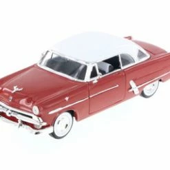 1953 Ford Crestline Victoria, Red W/ White - Welly 22093WR - 1/24 Scale Diecast Model Toy Car