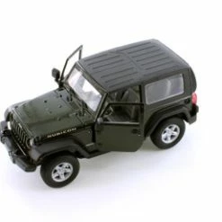 2007 Jeep Wrangler Rubicon Hardtop, Dark Green - Welly 22489HWG - 1/24 Scale Diecast Model Toy Car