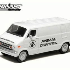 1976 Dodge B-100 Van Animal Control, White - Greenlight 29782/48 - 1/64 Scale Diecast Model Toy Car