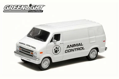 1976 Dodge B-100 Van Animal Control, White - Greenlight 29782/48 - 1/64 Scale Diecast Model Toy Car