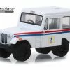 1971 Jeep DJ-5 US Postal Service, White W/Red & Blue - Greenlight 29997 - 1/64 Scale Diecast Car
