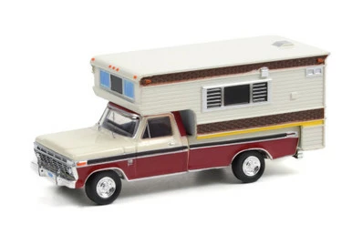 1974 Ford F-250 Camper Special W/ Large Camper, Red - Greenlight 30287 1/64 Scale Diecast Car