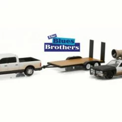 Greenlight Blues Brothers 2015 Ram 1500 W/ 1974 Dodge Monaco 'Bluesmobile' On Flatbed - 1/64 Scale