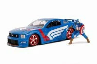 Jada Toys 2006 Ford Mustang GT With Captain America Figure, Blue - 31187 - 1/24 Scale Diecast Model Toy Car