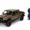 2020 Jeep Gladiator Rubicon W/Extra Wheels, Dark Green - Jada Toys 32307 - 1/24 Scale Diecast Car