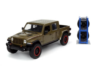 2020 Jeep Gladiator Rubicon W/Extra Wheels, Dark Green - Jada Toys 32307 - 1/24 Scale Diecast Car