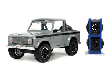 1973 Ford Bronco Pickup Truck With Extra Wheels, Gray - Jada Toys 33849 - 1/24 Scale Diecast Car