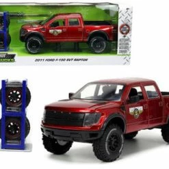 2011 Ford F-150 SVT Raptor W/Extra Wheels, Candy Red - Jada Toys 33854 - 1/24 Scale Diecast Car