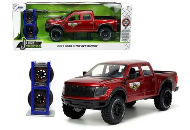 2011 Ford F-150 SVT Raptor W/Extra Wheels, Candy Red - Jada Toys 33854 - 1/24 Scale Diecast Car