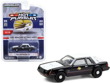 ModelToyCars Texas Dept Of Public Safety 1982 Ford Mustang SSP, Black - Greenlight 42950A, 1/64 Diecast Car