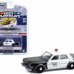 ModelToyCars Oklahoma Highway Patrol 1985 Dodge Diplomat, Black & White - Greenlight 42950C - 1/64 Diecast Car