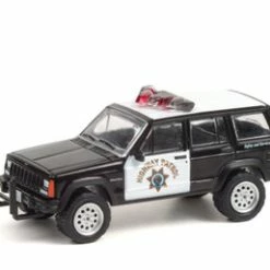 California Highway Patrol 1993 Jeep Cherokee , Black & White - Greenlight 42960B - 1/64 Diecast Car