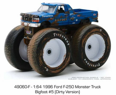 Greenlight 1996 Ford F-250 (Dirty Version), Bigfoot #5 - 49060F/48 - 1/64 Scale Diecast Model Toy Car