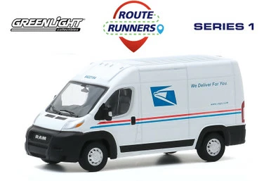 ModelToyCars USPS 2019 Dodge Promaster Cargo Van, White - Greenlight 53010F/48 - 1/64 Scale Diecast Model Toy Car