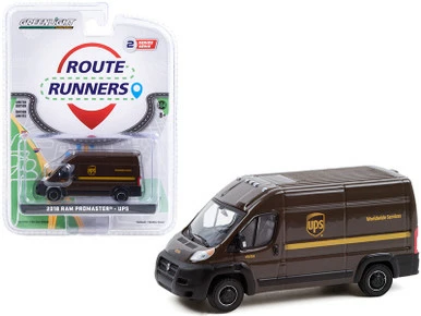 ModelToyCars UPS 2018 Dodge Ram ProMaster 2500 Cargo High Roof Van, Brown - Greenlight 53020D - 1/64 Diecast Car