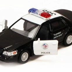 Ford Crown Victoria Police Interceptor, Black - Kinsmart 5327/3D - 1/42 Scale Diecast Model Toy Car