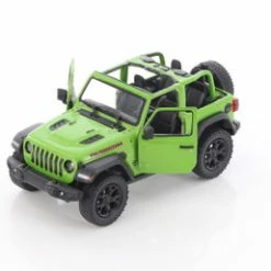 2018 Jeep Wrangler Rubicon Open Top, Green - Kinsmart 5412DA/GN - 1/34 Scale Diecast Model Toy Car