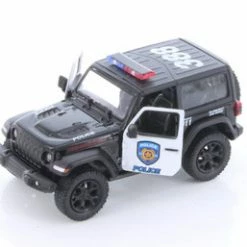 2018 Jeep Wrangler Rubicon Police Hard Top, Black And White - Kinsmart 5412DP - 1/34 Diecast Car
