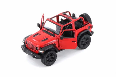 2018 Jeep Wrangler Rubion Open Top, Red - Kinsmart 5412DAB - 1/34 Scale Diecast Model Toy Car