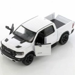 2019 Dodge Ram Pick Up Truck, White - Kinsmart 5413DW - 1/46 Scale Diecast Model Toy Car