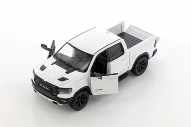 2019 Dodge Ram Pick Up Truck, White - Kinsmart 5413DW - 1/46 Scale Diecast Model Toy Car