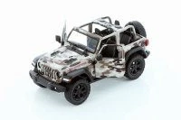 2018 Jeep Wrangler Rubicon, Camo Brown - Kinsmart 5420DAB - 1/34 Scale Diecast Model Toy Car