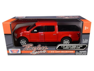 2019 Ford F-150 Lariat Crew Cab Pickup Truck, Red - Motor Max 79363R - 1/27 Scale Diecast Car