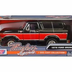 1978 Ford Bronco Ranger XLT W/Spare Tire, Black/Red - Motor Max 79371 - 1/24 Scale Diecast Car