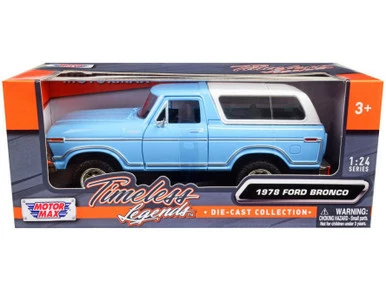1978 Ford Bronco Custom, Light Blue - Motor Max 79373WBU - 1/24 Scale Diecast Model Toy Car