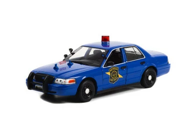 2008 Ford Crown Victoria Police Interceptor, Dark Blue - Greenlight 85553 - 1/24 Scale Diecast Car