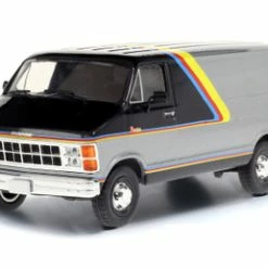 ModelToyCars 1980 Dodge Ram Custom B250 Van, Silver And Black - Greenlight 86600 - 1/43 Scale Diecast Car