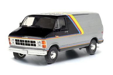 ModelToyCars 1980 Dodge Ram Custom B250 Van, Silver And Black - Greenlight 86600 - 1/43 Scale Diecast Car