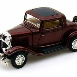 Lucky Road Signature 1932 Ford 3-Window Coupe, Burgundy - Yatming 94231 - 1/43 Scale Diecast Model Toy Car