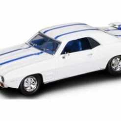 Lucky Road Signature 1969 Pontiac Firebird Trans Am, White W/ Stripes - Yatming 94238 - 1/43 Scale Diecast Model Toy Car