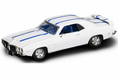 Lucky Road Signature 1969 Pontiac Firebird Trans Am, White W/ Stripes - Yatming 94238 - 1/43 Scale Diecast Model Toy Car