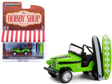 ModelToyCars 1971 Jeep CJ-5 Renegade With Surfboard, Big Bad Green - Greenlight 97100B/48 - 1/64 Diecast Car