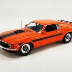 1970 Ford Mustang Mach 1, Orange /Black Stripes - Acme A1801861 - 1/18 Scale Diecast Model Toy Car