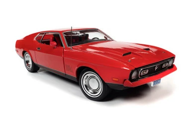 1971 Ford Mustang Mach 1 Hardtop, Bright Red - Auto World AWSS126 - 1/18 Scale Diecast Model Toy Car